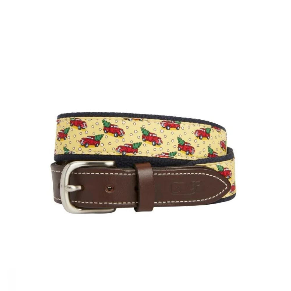 VINEYARD VINES Kids' Truck Tree & Canvas Club Belt In Yellow